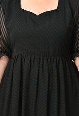 Plus Size Glowing Black Chevron Georgette Dress