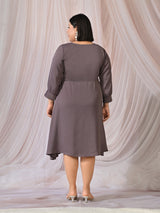 Midnight Muse Lavender Satin Neck Midi Dress