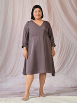 Midnight Muse Lavender Satin Neck Midi Dress