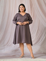 Midnight Muse Lavender Satin Neck Midi Dress