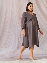 Midnight Muse Lavender Satin Neck Midi Dress