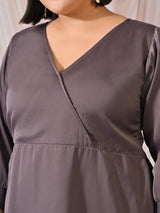 Midnight Muse Lavender Satin Neck Midi Dress