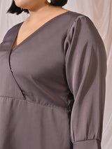 Midnight Muse Lavender Satin Neck Midi Dress