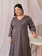Midnight Muse Lavender Satin Neck Midi Dress