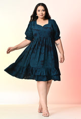 Plus Size Teal Blue Prism Tye Dye Dress