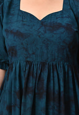 Plus Size Teal Blue Prism Tye Dye Dress