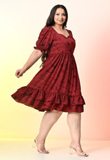 Plus Size Maroon Prism Tye Dye Dress