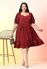 Plus Size Maroon Prism Tye Dye Dress