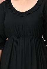 Plus Size Black Ruffle Rayon Dress