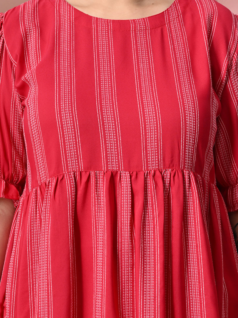 Plus Size Rani Pink Striped Midi Dress