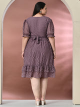 Plus Size Lavender Chevron Georgette Dress