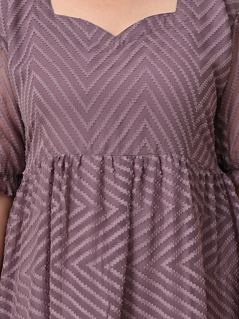 Plus Size Lavender Chevron Georgette Dress