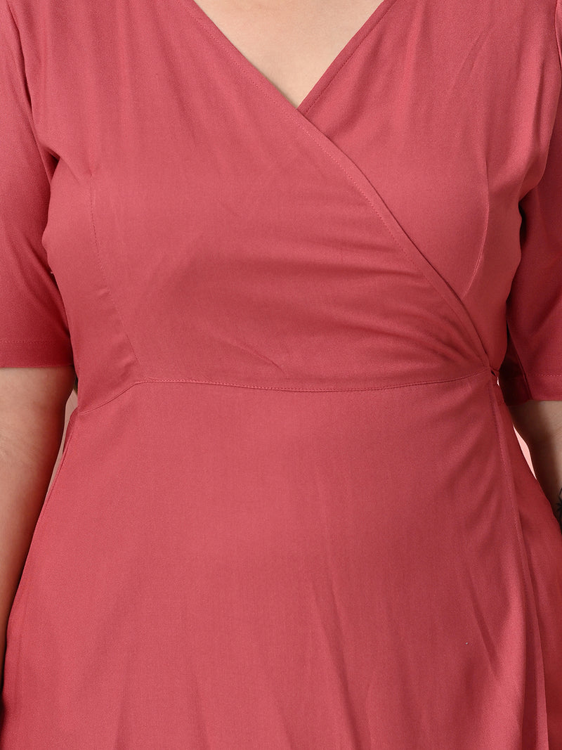 Plus Size Pink Rayon Wrap Dress