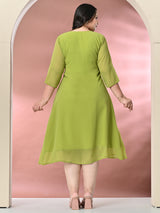 Plus Size Parrot Green Embellished Dress