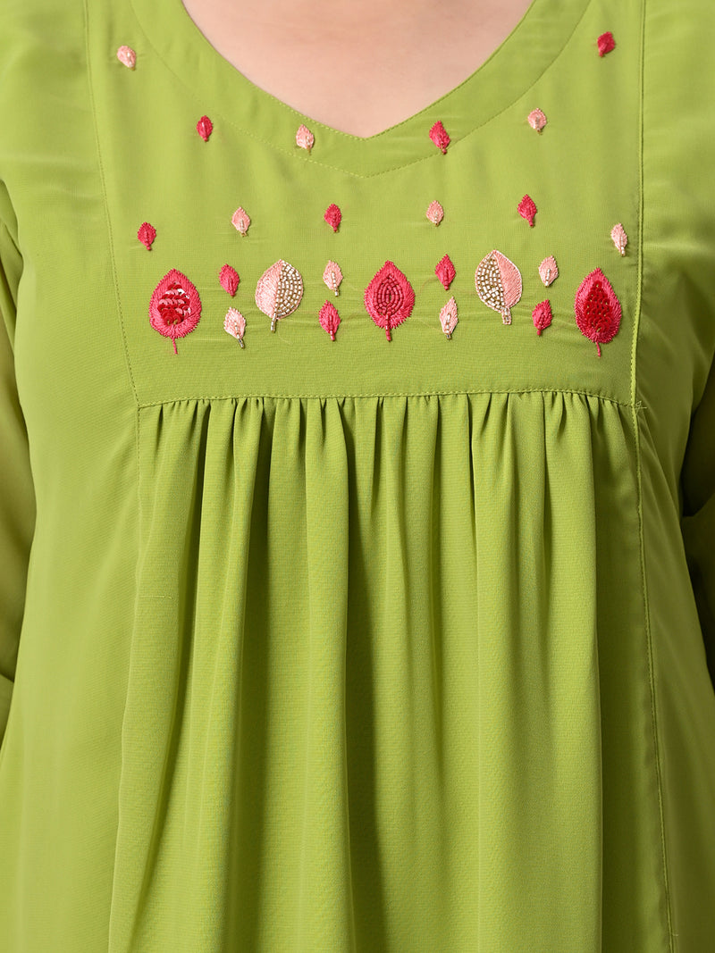 Plus Size Parrot Green Embellished Dress