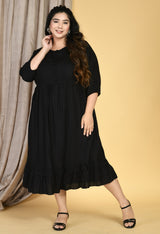 Plus Size Black Midi Dress