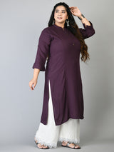 Plus Size Plus Size Solid Purple Kurta