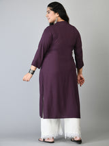 Plus Size Plus Size Solid Purple Kurta