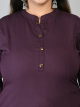 Plus Size Plus Size Solid Purple Kurta