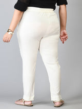 Plus Size White Lycra Trousers