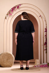 Plus Size Black Aari Embroidered Dress