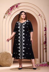 Plus Size Black Aari Embroidered Dress