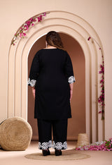 Plus Size Black Aari Embroidered Co-ord Set