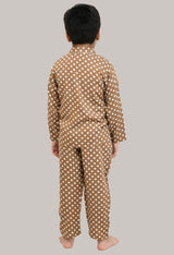 Boys Brown Polka Dot Rayon Night Suit