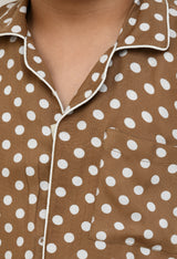 Boys Brown Polka Dot Rayon Night Suit