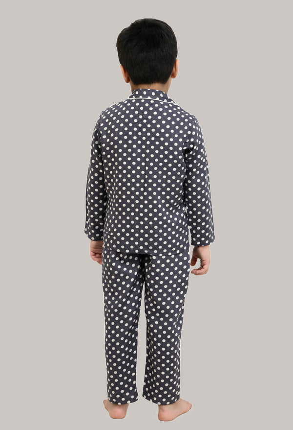 Boys Grey Polka Dot Rayon Night Suit