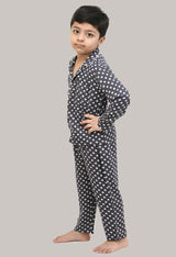 Boys Grey Polka Dot Rayon Night Suit