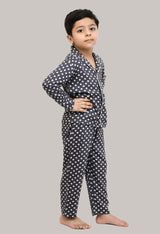 Boys Grey Polka Dot Rayon Night Suit