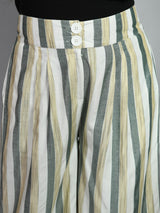Plus Size Striped White & Green Culottes