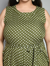 Plus Size Polka Dot Green Jumpsuit