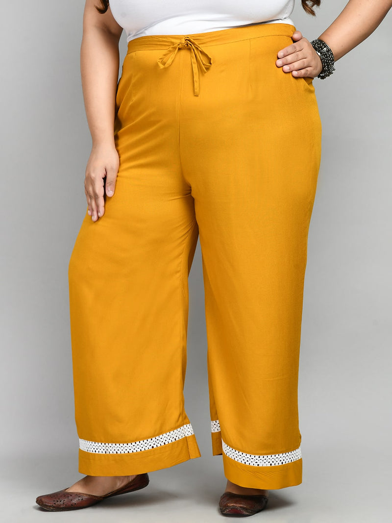 Buy Mustard Glitter Printed Parallel Pants Online - Shop for W