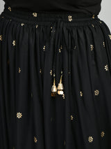 Plus Size Black Gold Printed Skirt