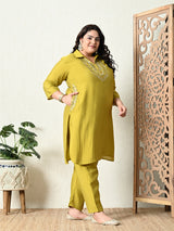 Plus Size Parrot Green Mirror Embellished Co-ord Set