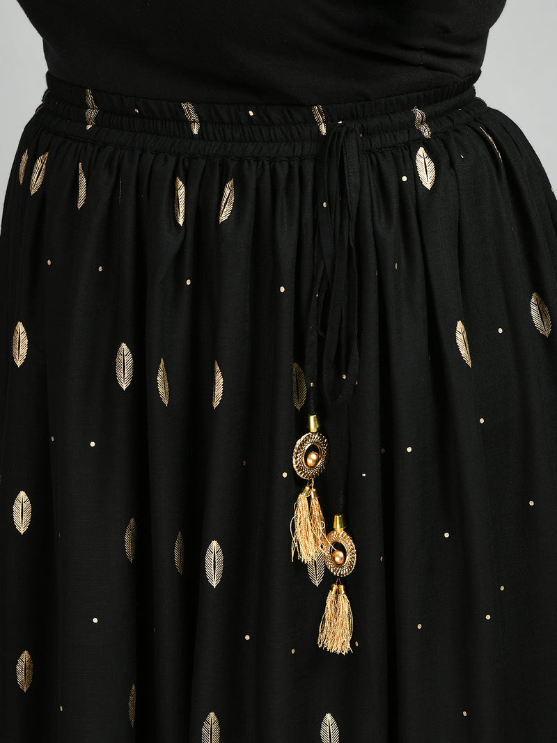 Ziya Black Plus Size Gold Skirt