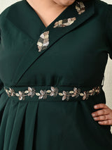 Plus Size Bottle Green Embellished Co-ord Set