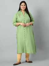 Plus Size Plus Size Embellished Pista Green Kurta