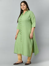 Plus Size Plus Size Embellished Pista Green Kurta