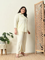 Plus Size Lemon Everyday Shirt Style Linen Co-ord Set