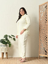 Plus Size Lemon Everyday Shirt Style Linen Co-ord Set