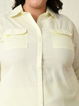 Plus Size Lemon Everyday Shirt Style Linen Co-ord Set