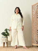 Plus Size Lemon Everyday Shirt Style Linen Co-ord Set