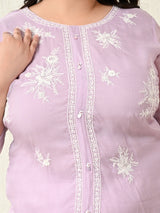 Plus Size Light Lavender Embroidered Co-ord Set