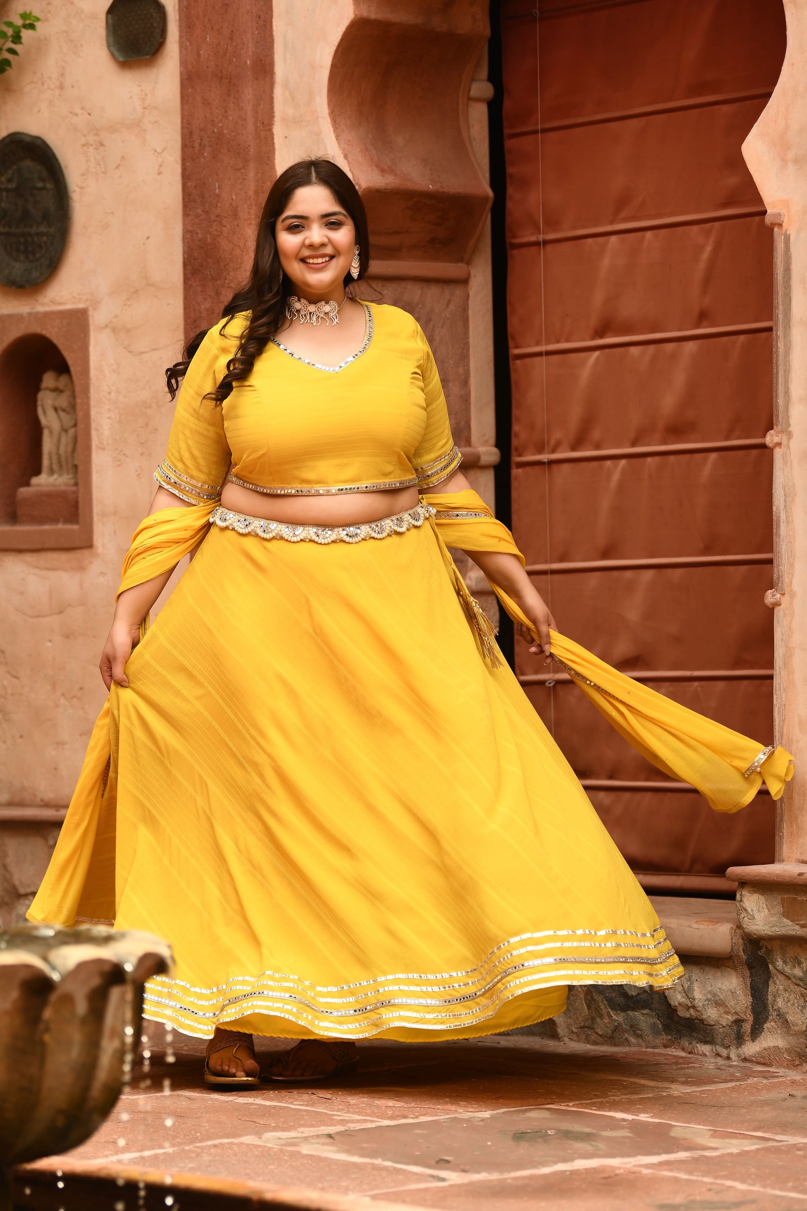 Yellow Lehenga Flipkart Lehenga Kurti Yellow Color Leheriya With