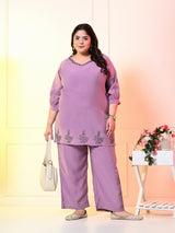 Plus Size Lavender Embellished Co-ord Set