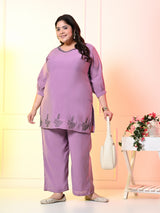 Plus Size Lavender Embellished Co-ord Set