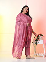 Plus Size Mystical Pink Embellished Zorba Kurta Set with Dupatta